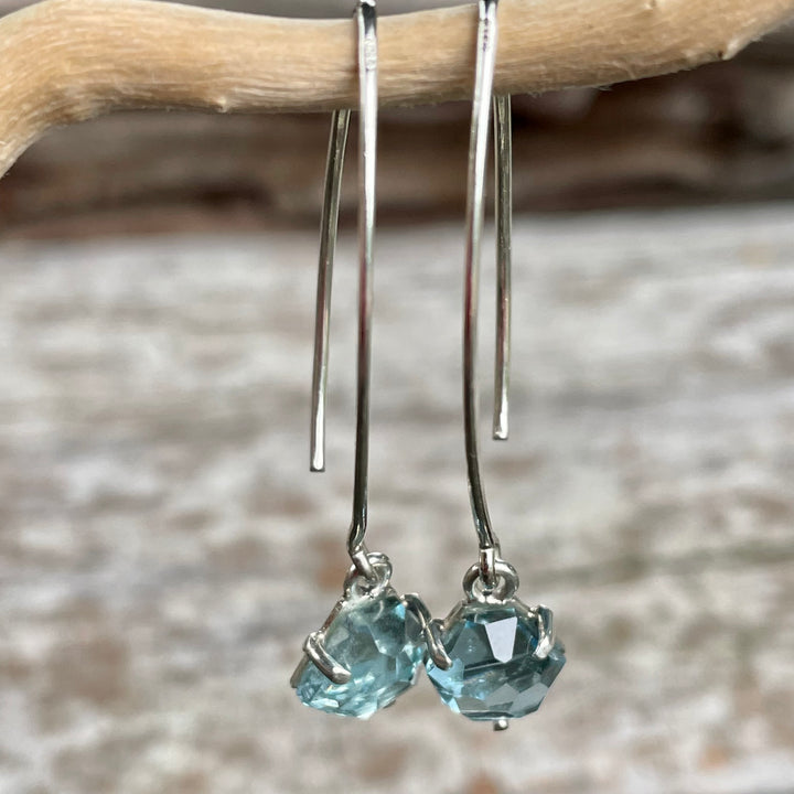 Freeform aquamarine drop earrings