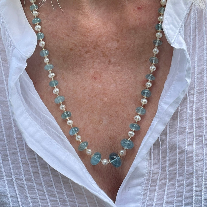 Knotted aquamarine necklace