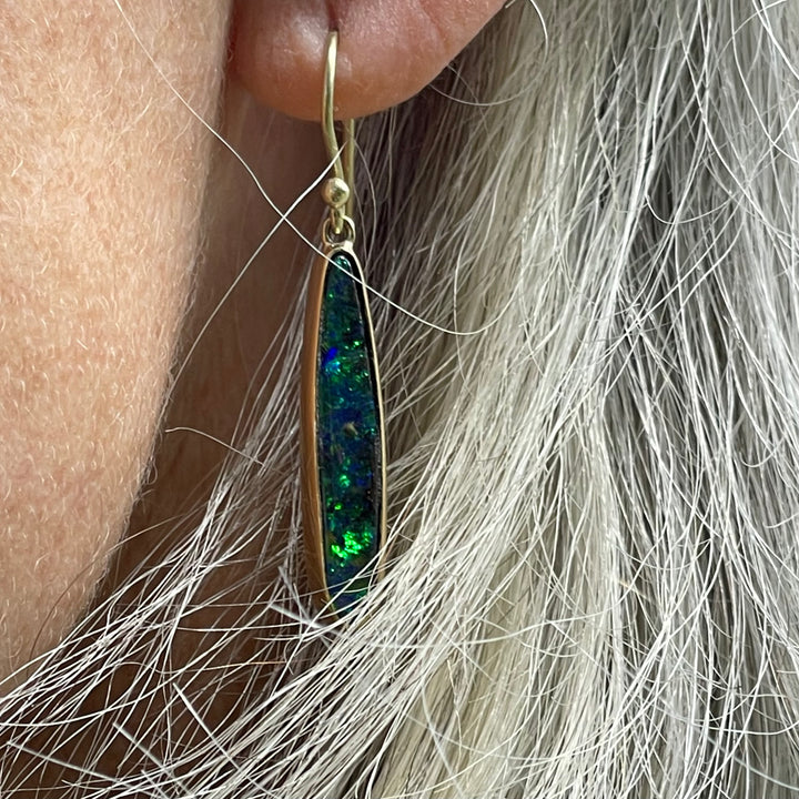 18ct Gold Boulder Opal Earrings