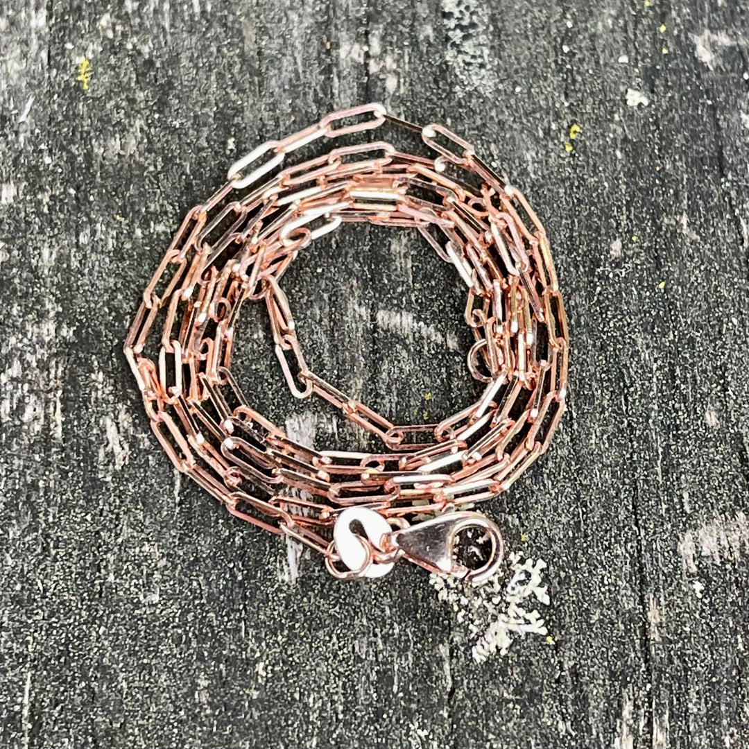 14ct rose gold tiny paper clip chain necklace