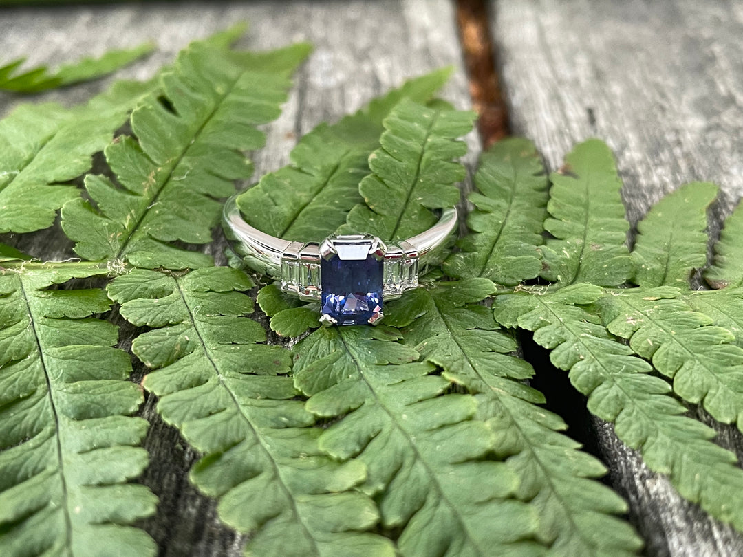 Purple sapphire and diamond ring