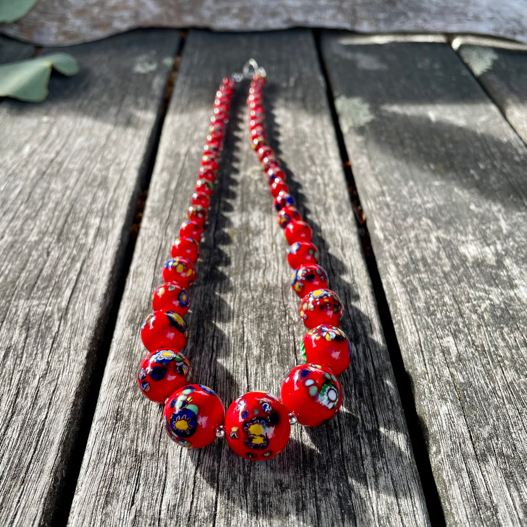Vintage red Millefiore necklace