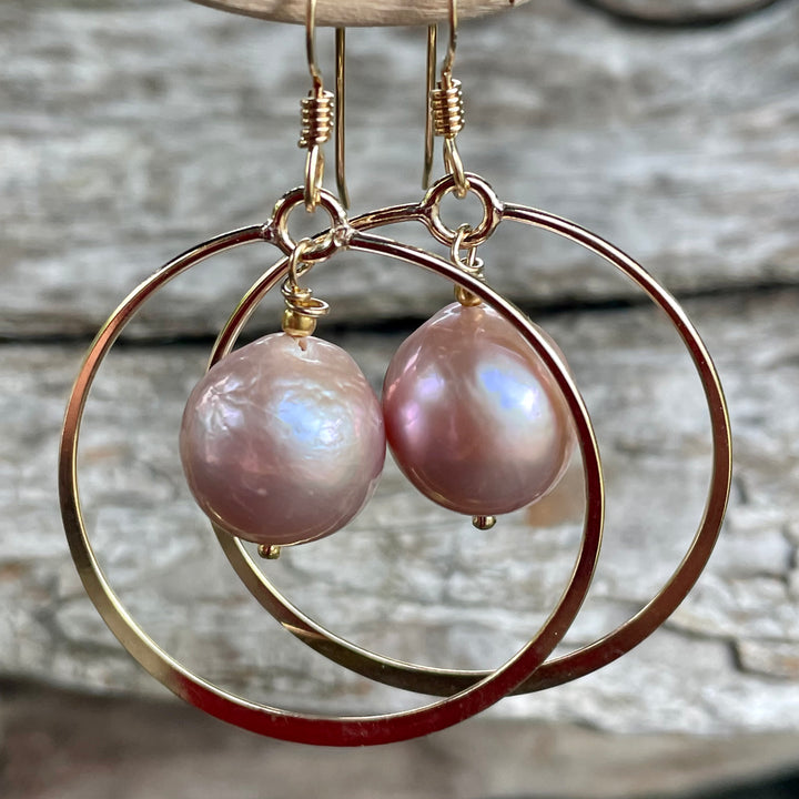 Pink freshwater pearl earrings