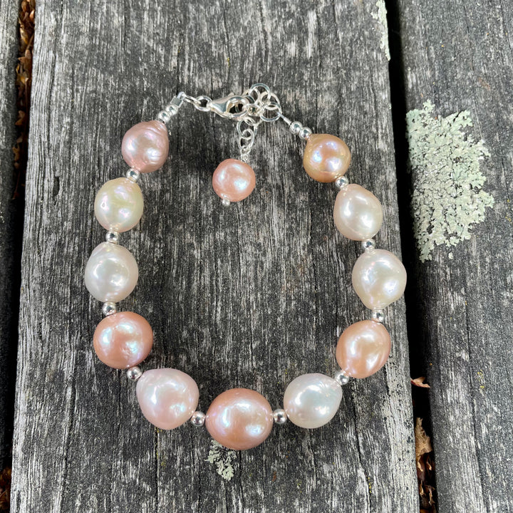 Pink baroque freshwater pearl bracelet