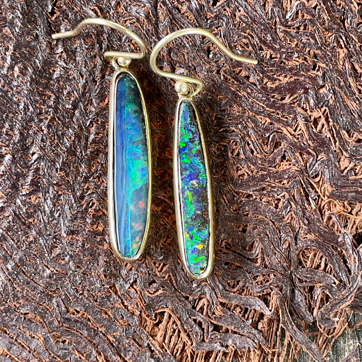 18ct Gold Boulder Opal Earrings