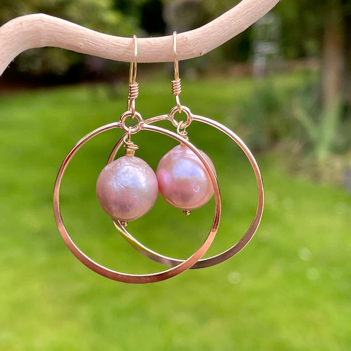 Pink freshwater pearl earrings