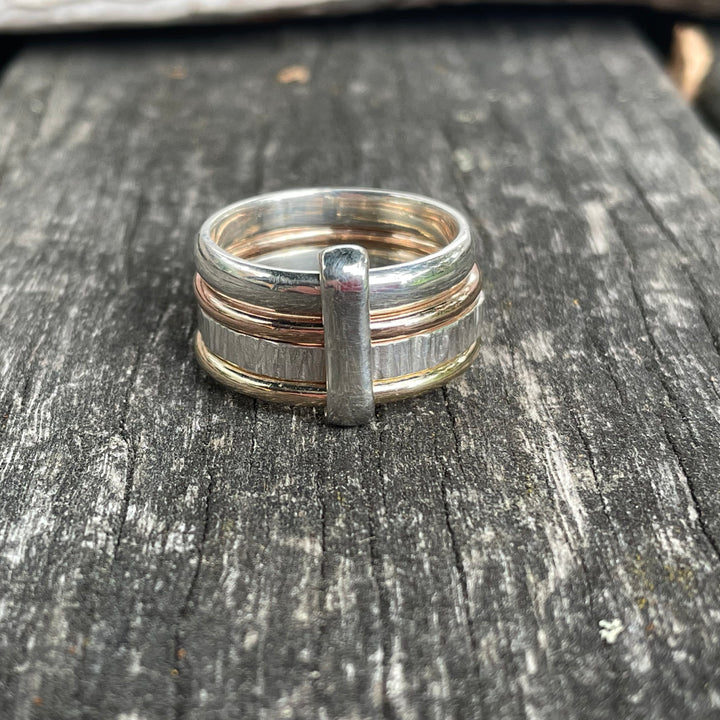 Gold and Sterling Silver Unity Spinner Ring