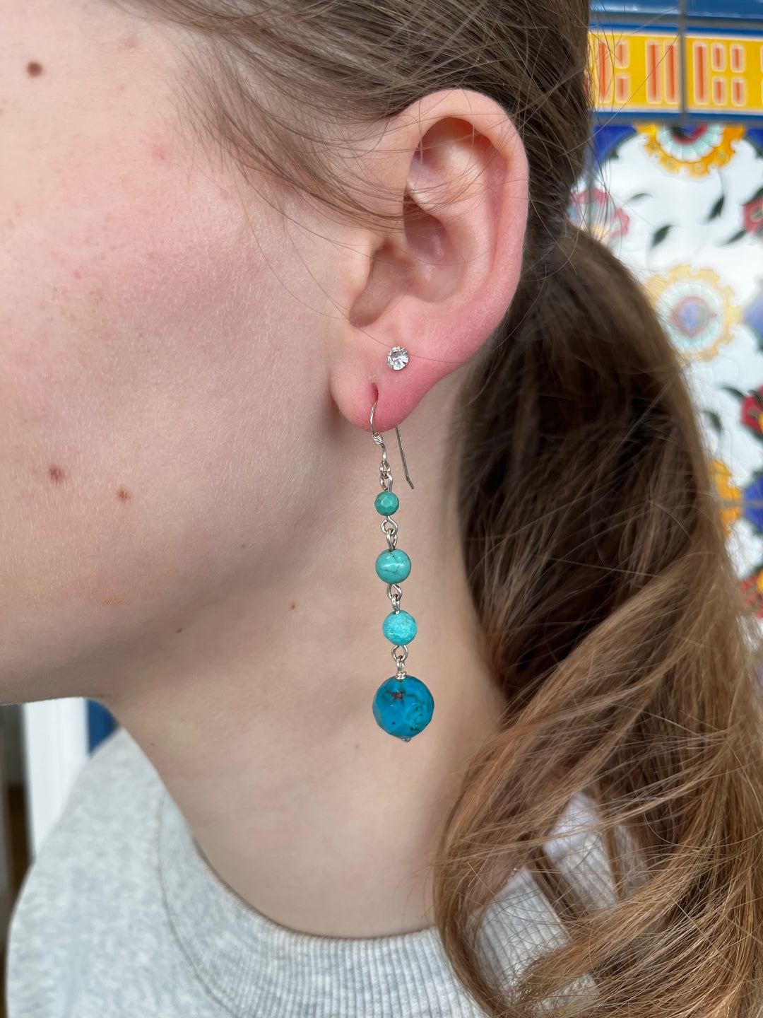 4-Tier Turquoise Earrings