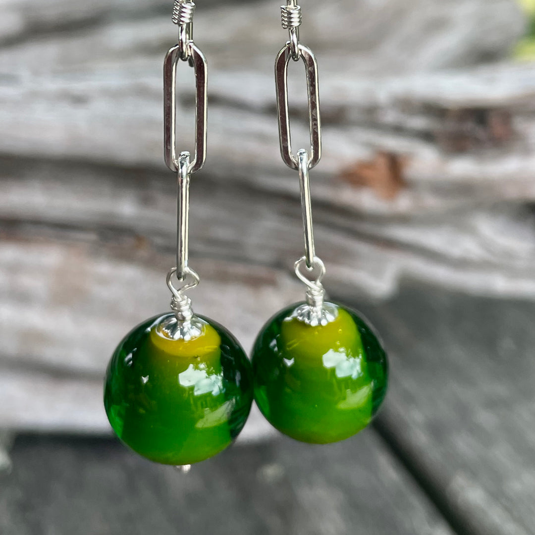 Two colour glass earrings