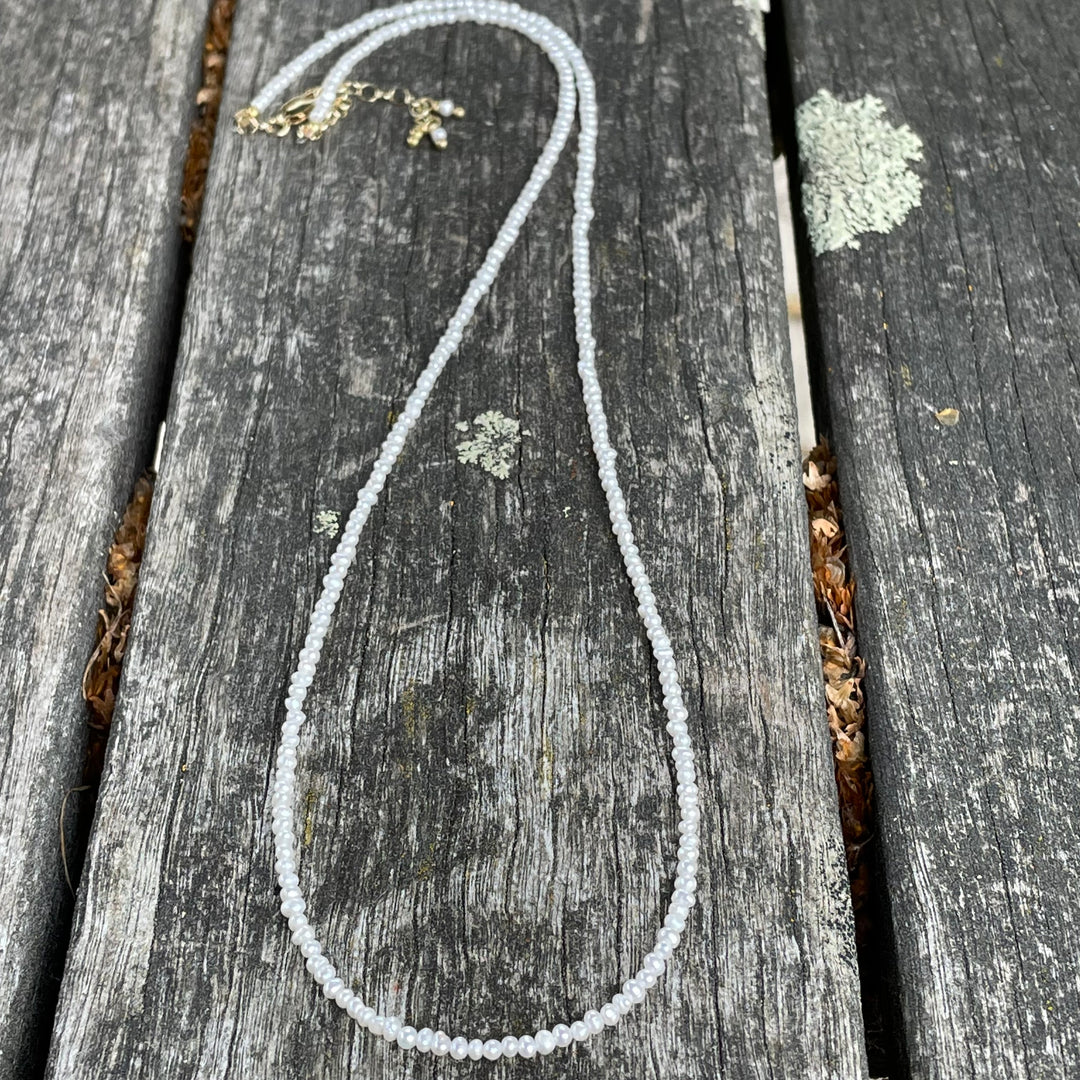 Tiny Freshwater Pearl and Yellow Gold Fill Necklace