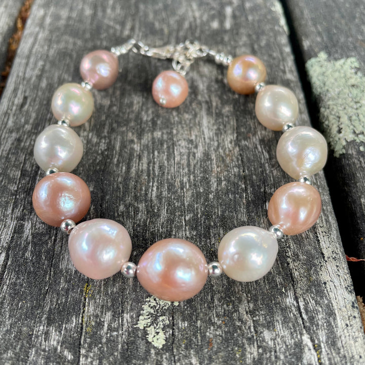 Pink baroque freshwater pearl bracelet