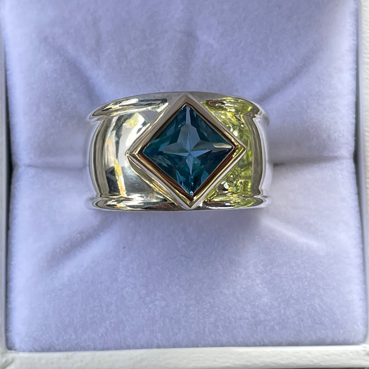 Swiss blue topaz ring