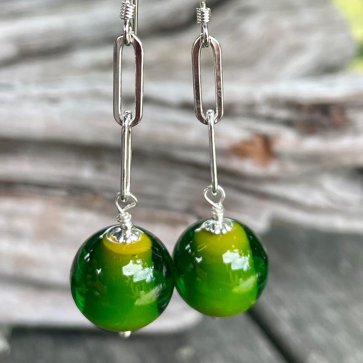 Two colour glass earrings