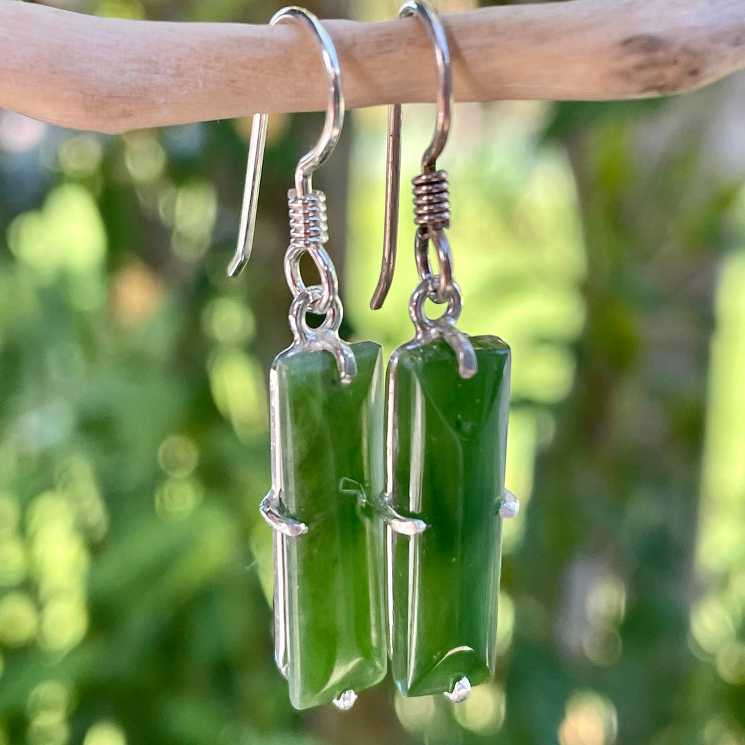 New Zealand Greenstone and sterling silver earrings