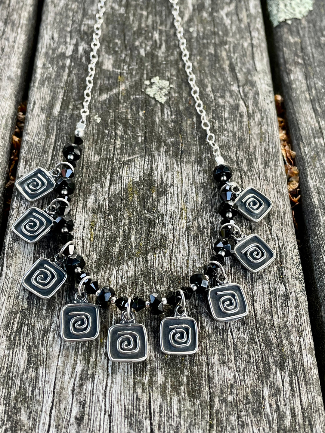 Black onyx with sterling silver drop necklace
