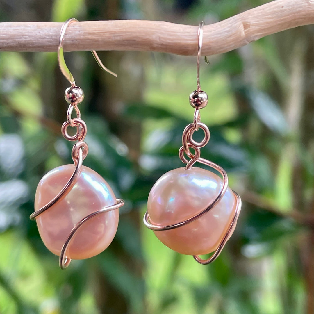 Apricot Freshwater pearl earrings