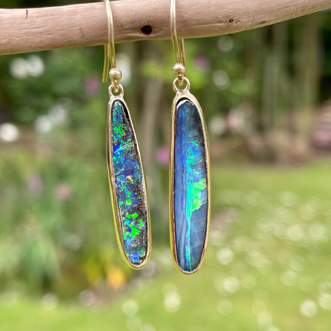 18ct Gold Boulder Opal Earrings