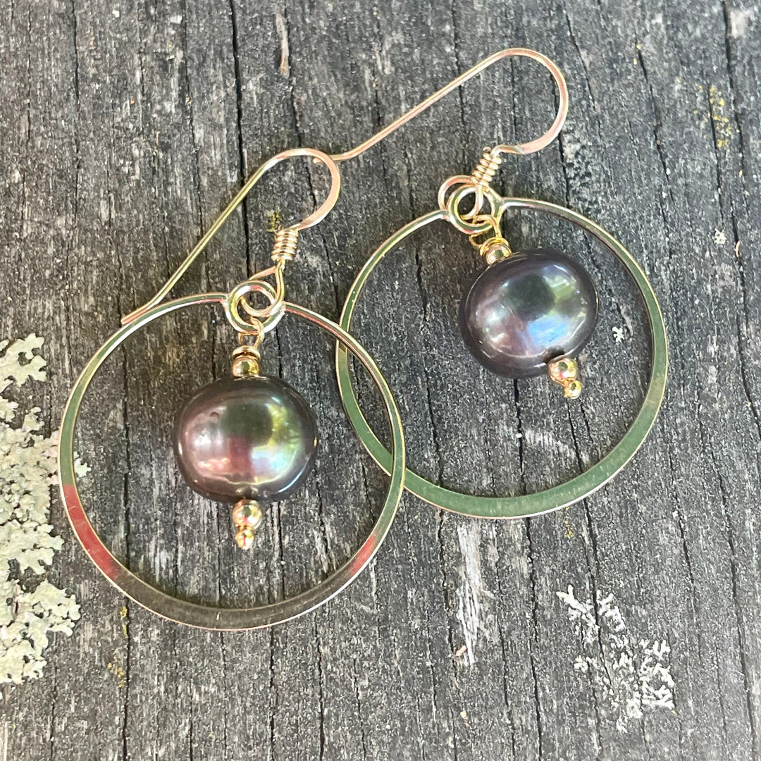 Peacock freshwater pearl earrings