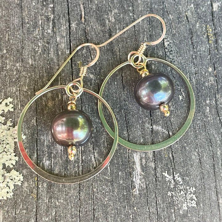Peacock freshwater pearl earrings