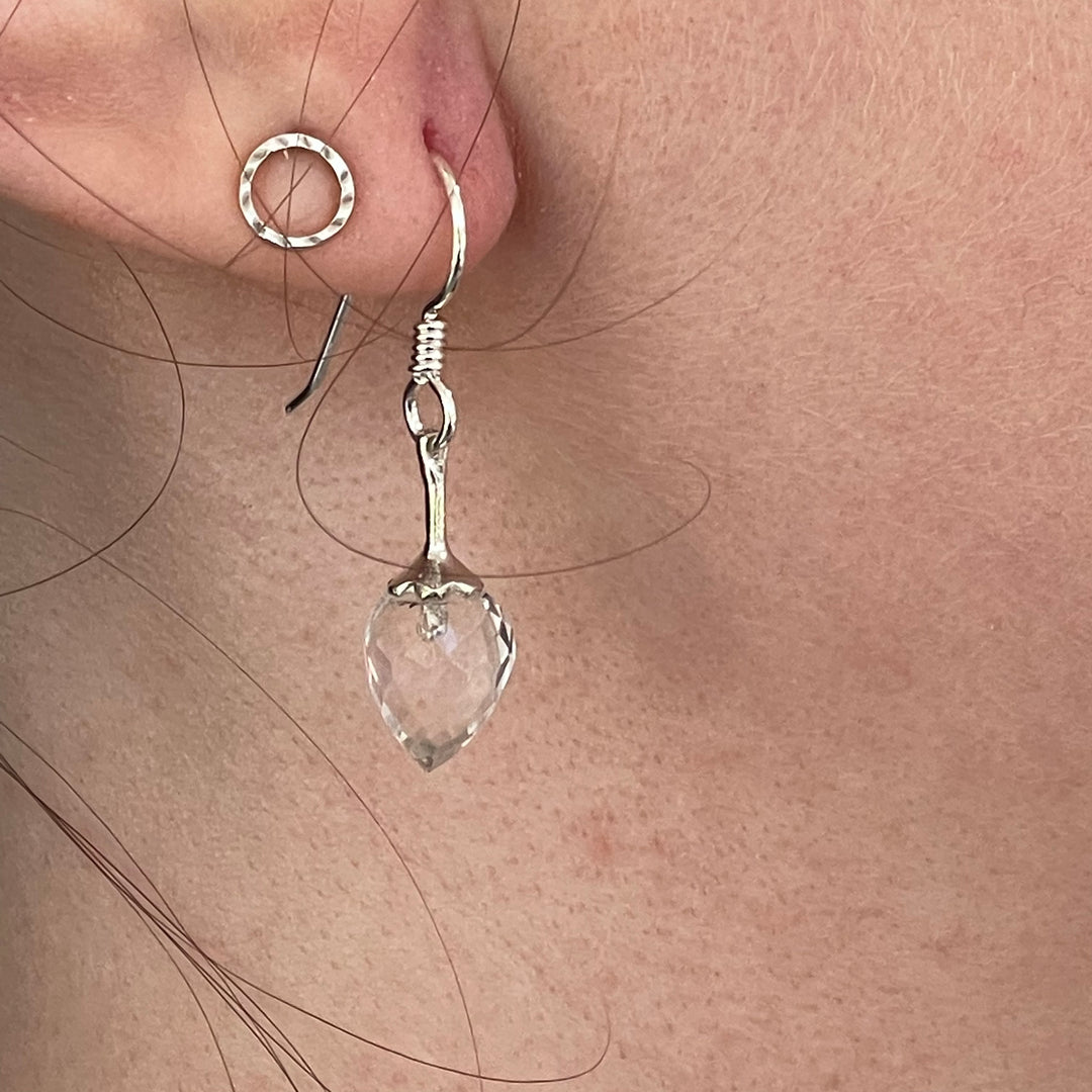 Faceted rock crystal drop earrings