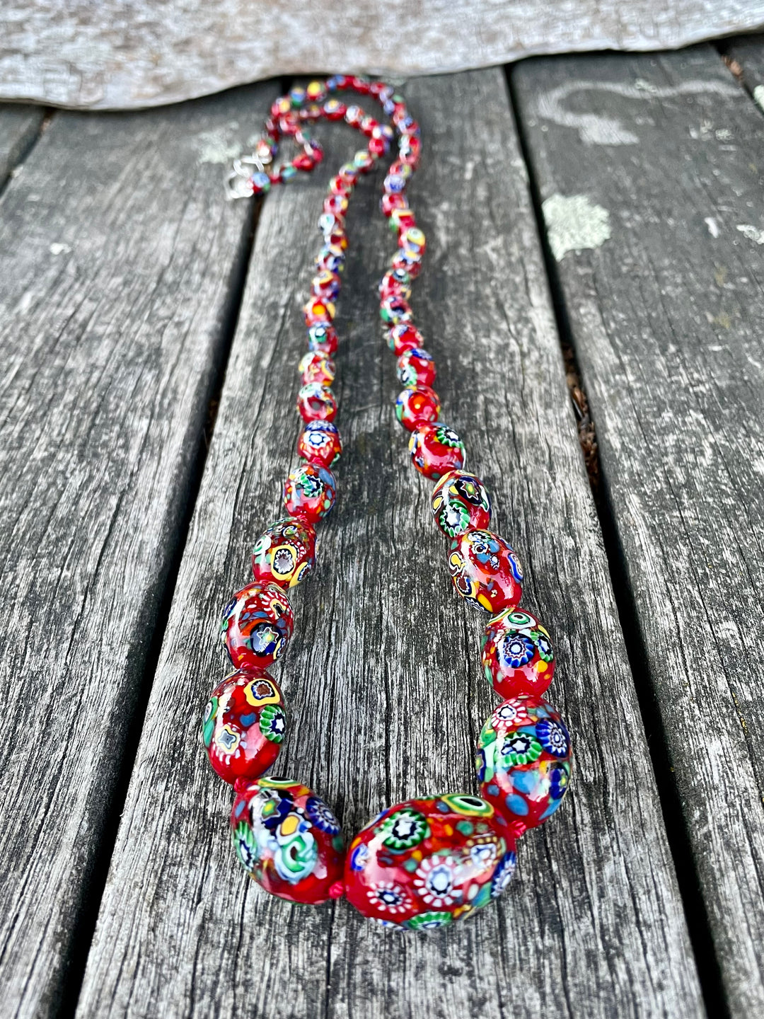 Red Vintage Venetian Millefiore Necklace
