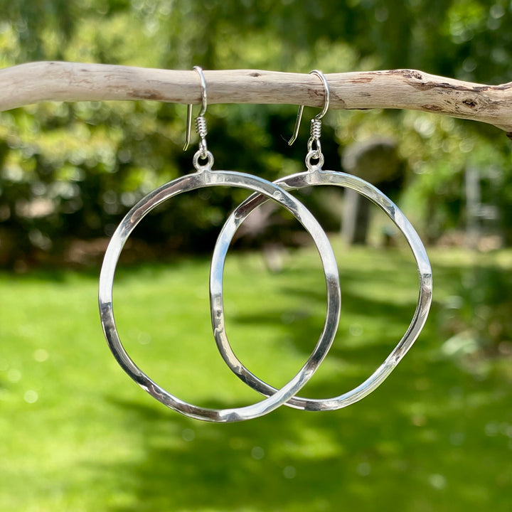 Wavy sterling hoop earrings