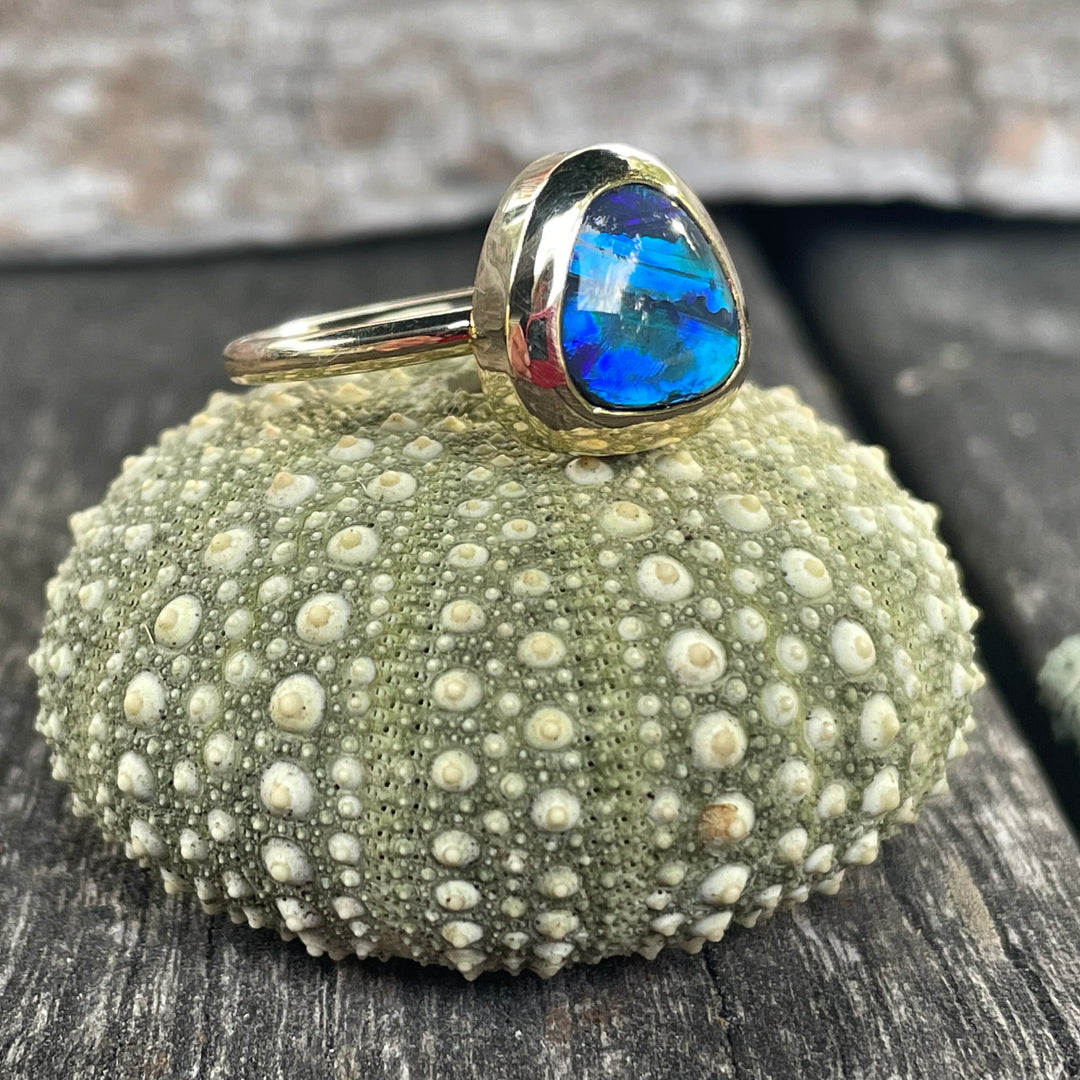 Australian black opal ring