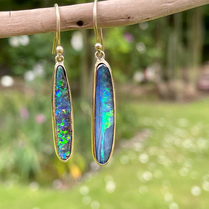 18ct Gold Boulder Opal Earrings