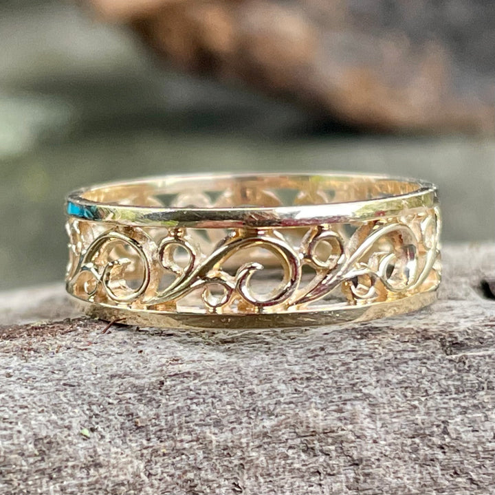 Carved Celtic Band Ring, 9ct Yellow Gold