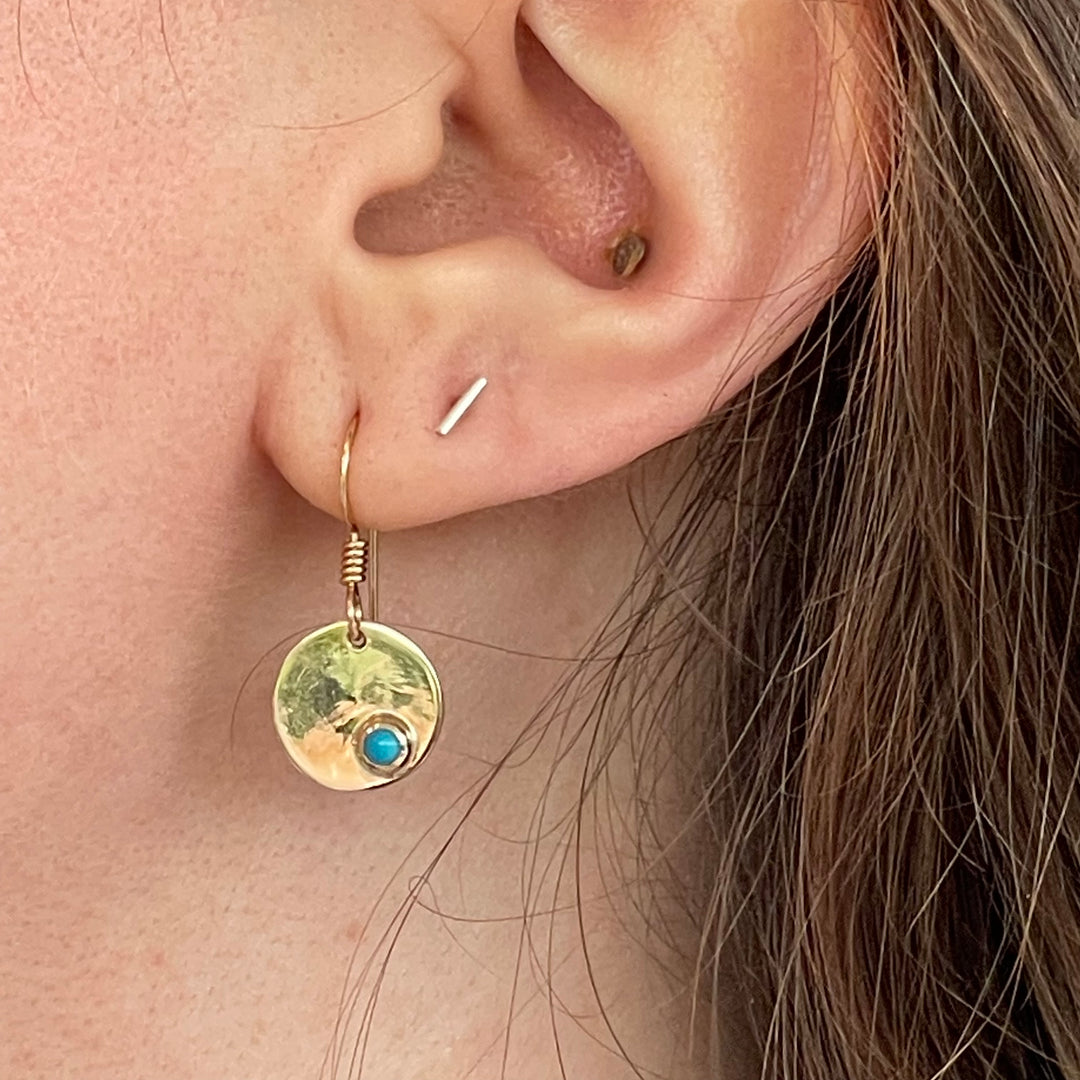 14ct gold Sleeping Beauty turquoise earrings