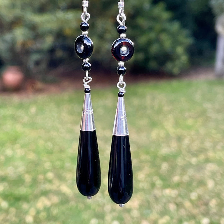 Black onyx drop earrings
