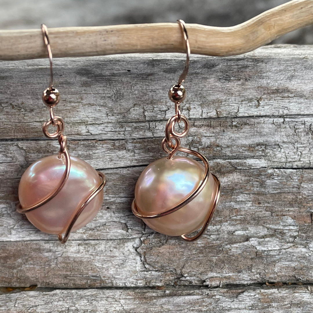 Apricot Freshwater pearl earrings
