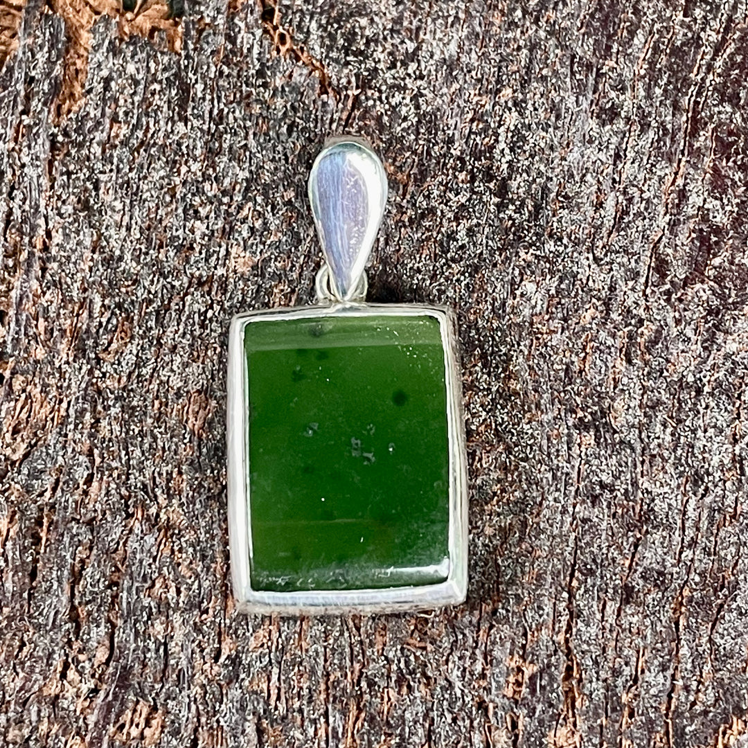 Rectangular Pounamu & Sterling Silver Pendant