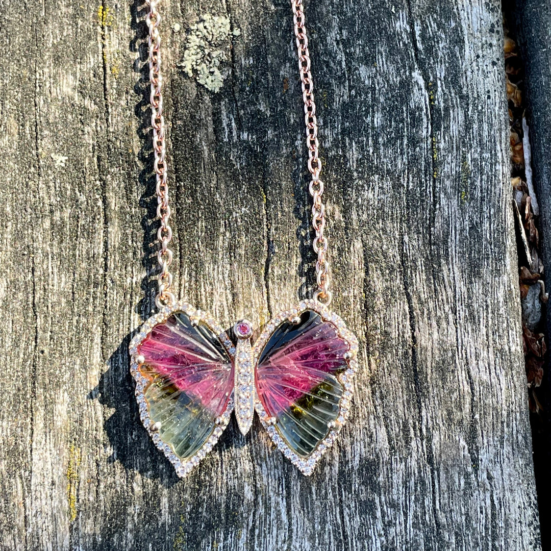 Tourmaline 2025 butterfly necklace
