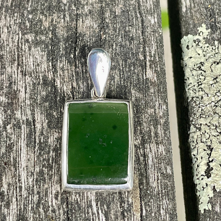 Rectangular Pounamu & Sterling Silver Pendant