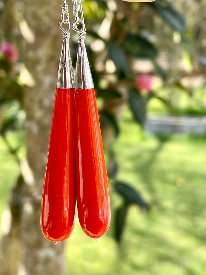 Orange drop earrings