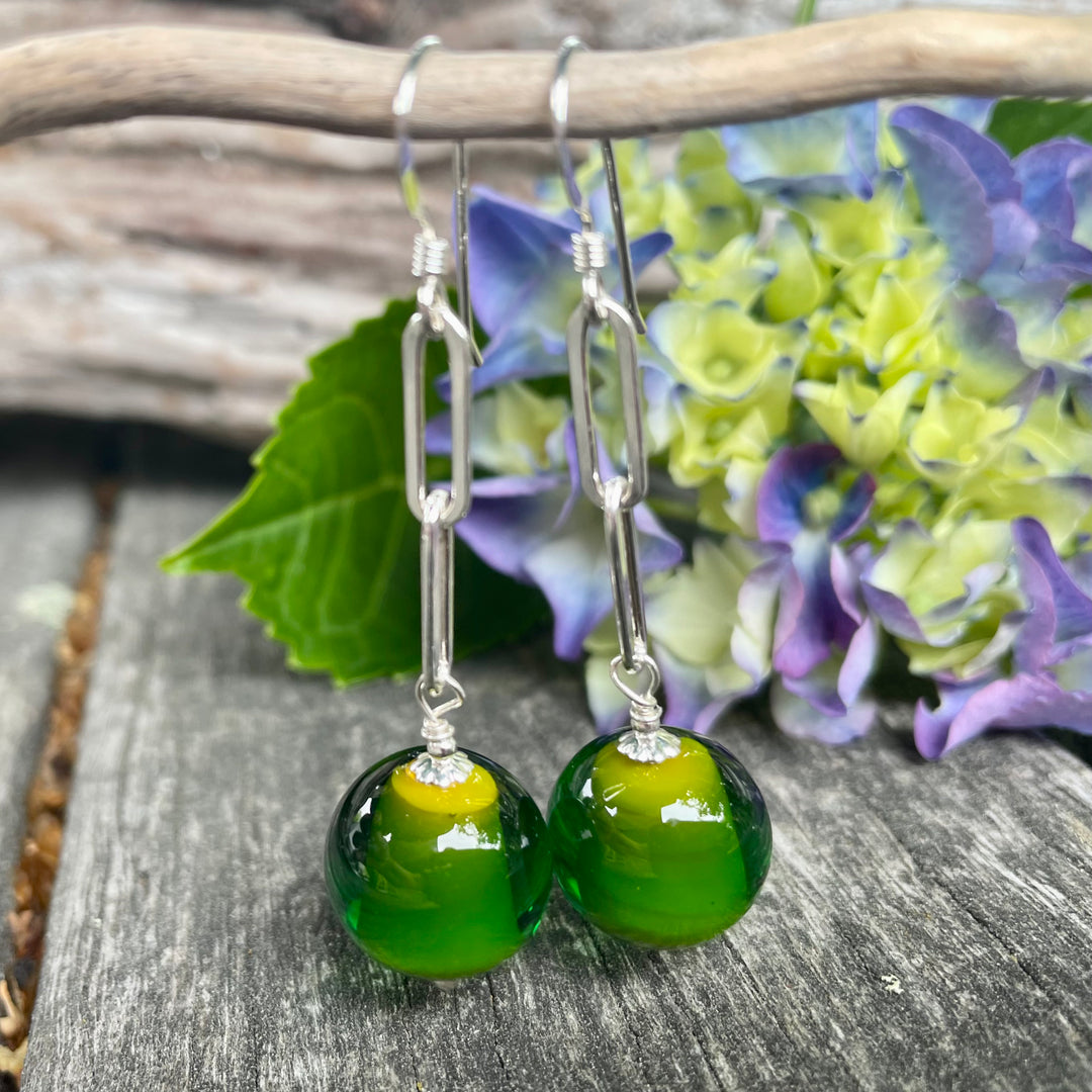 Two colour glass earrings