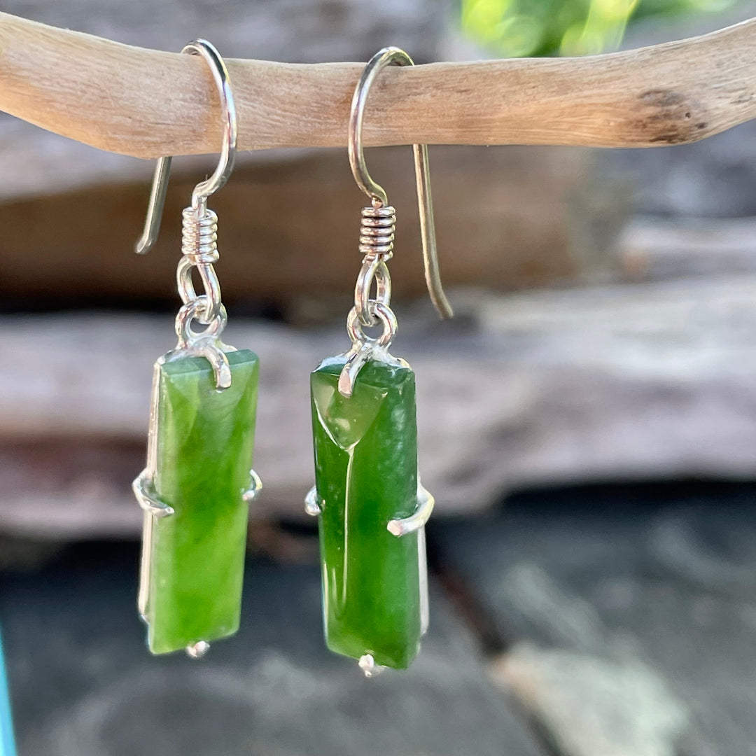 New Zealand Greenstone and sterling silver earrings