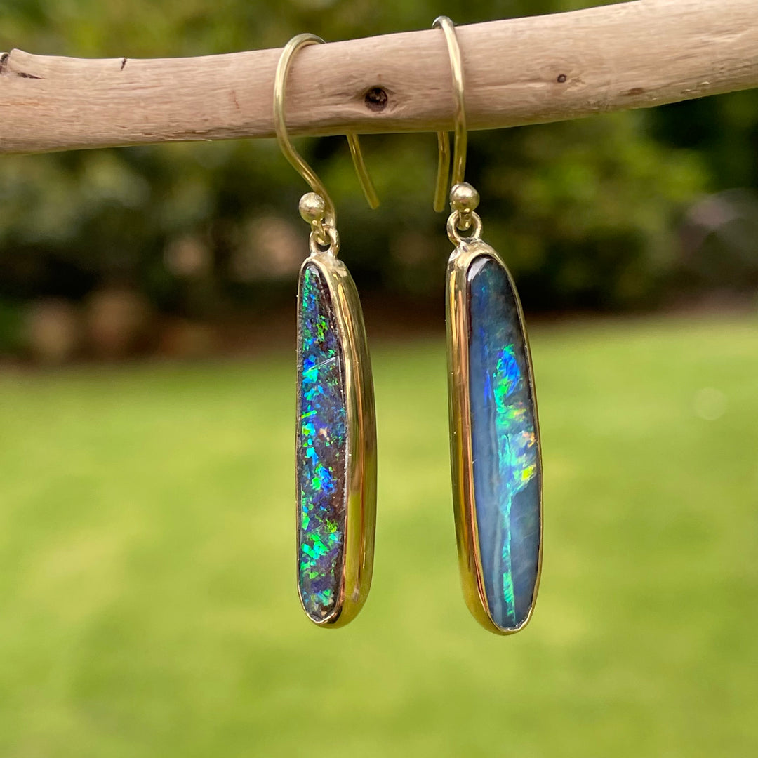 18ct Gold Boulder Opal Earrings
