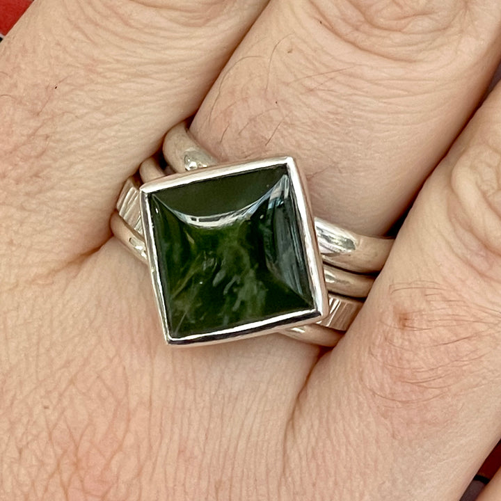 Square NZ Greenstone Unity Spinner Ring