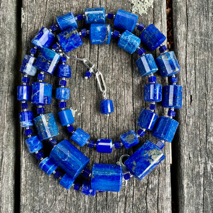 Faceted Afghani lapis lazuli necklace