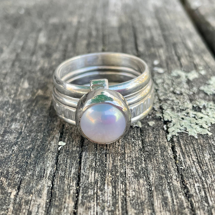 White Freshwater pearl Unity ring