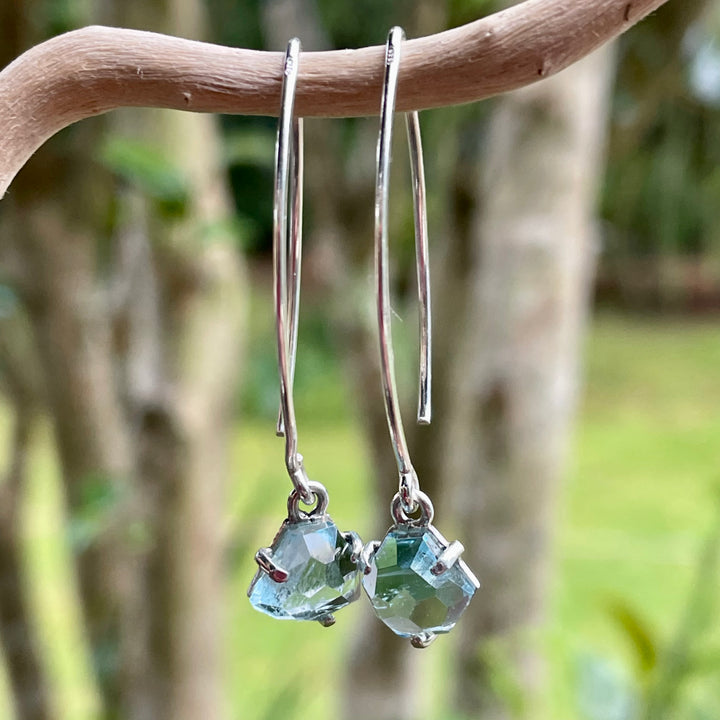 Freeform aquamarine drop earrings