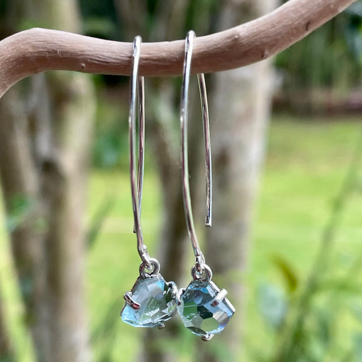 Freeform aquamarine drop earrings