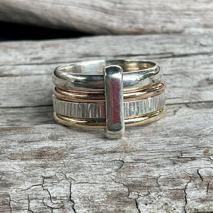 Gold and Sterling Silver Unity Spinner Ring