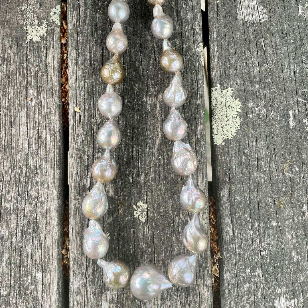 Gray baroque drop freshwater pearl loose strand