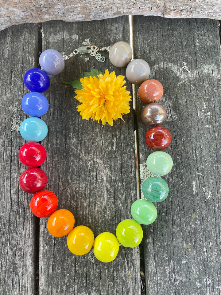 Blown glass rainbow necklace