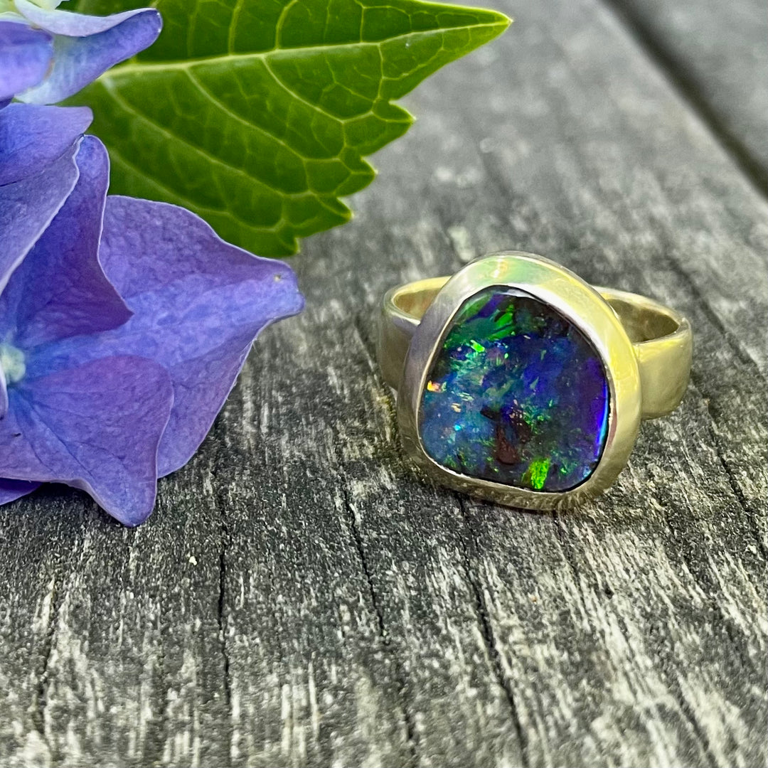Australian Boulder opal ring