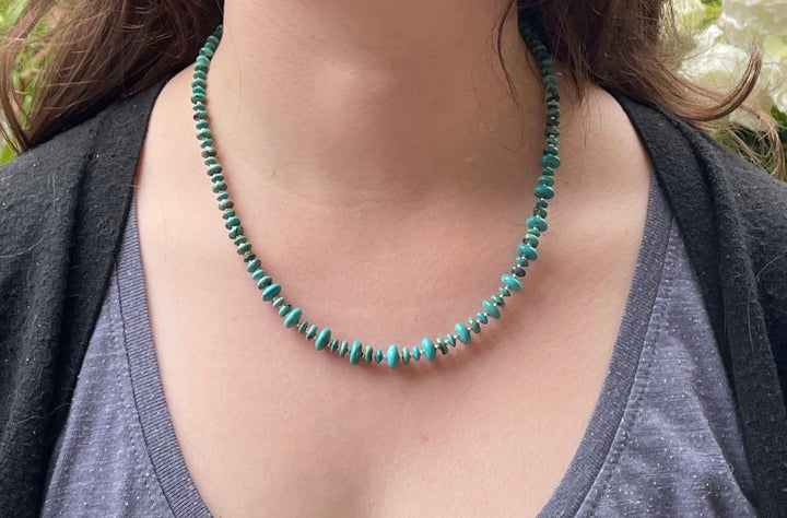 Graduated USA turquoise rondel necklace
