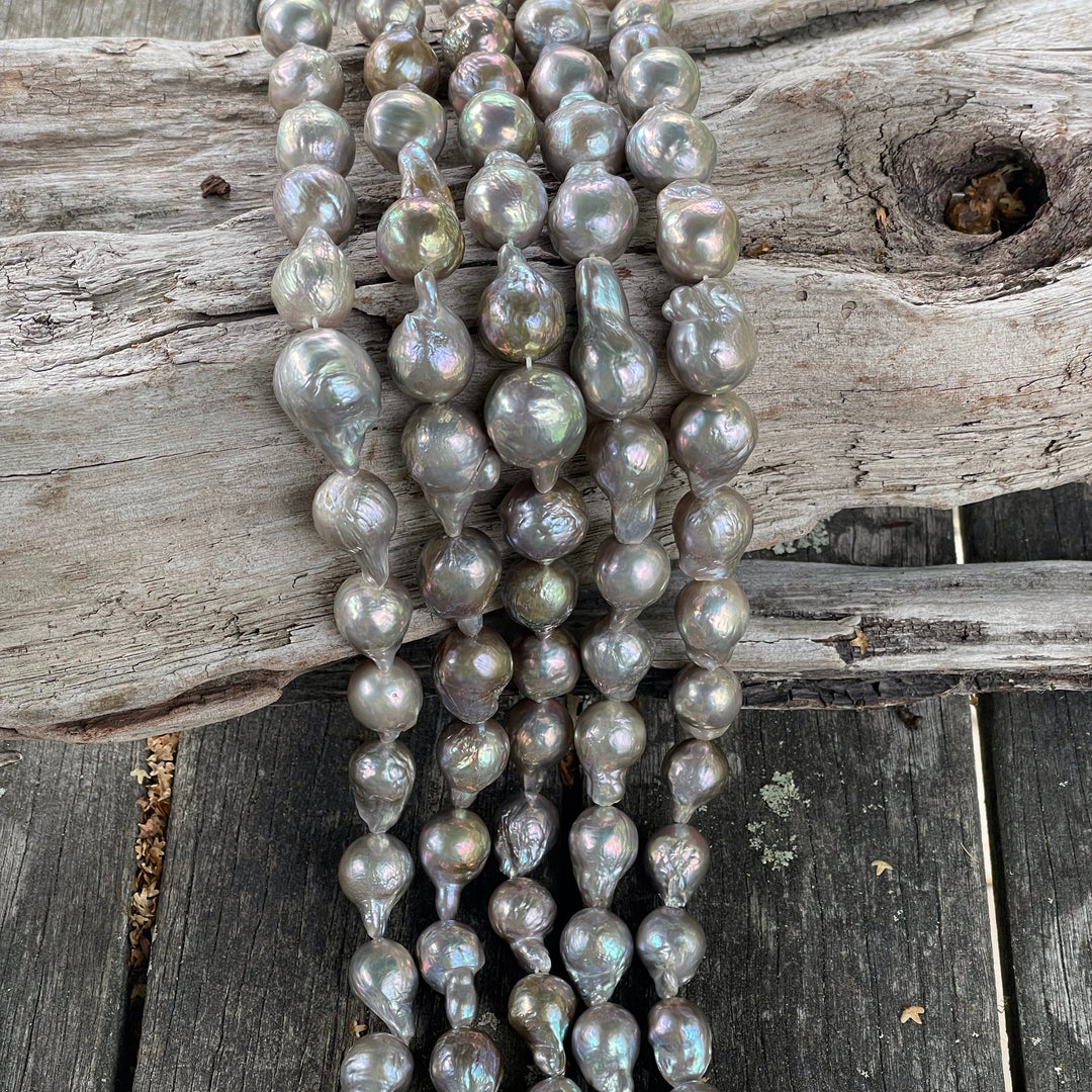 Gray baroque drop freshwater pearl loose strand